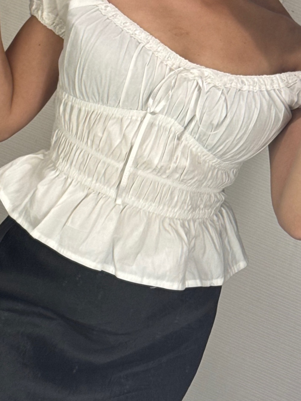 100% Cotton Smocked Peplum Top